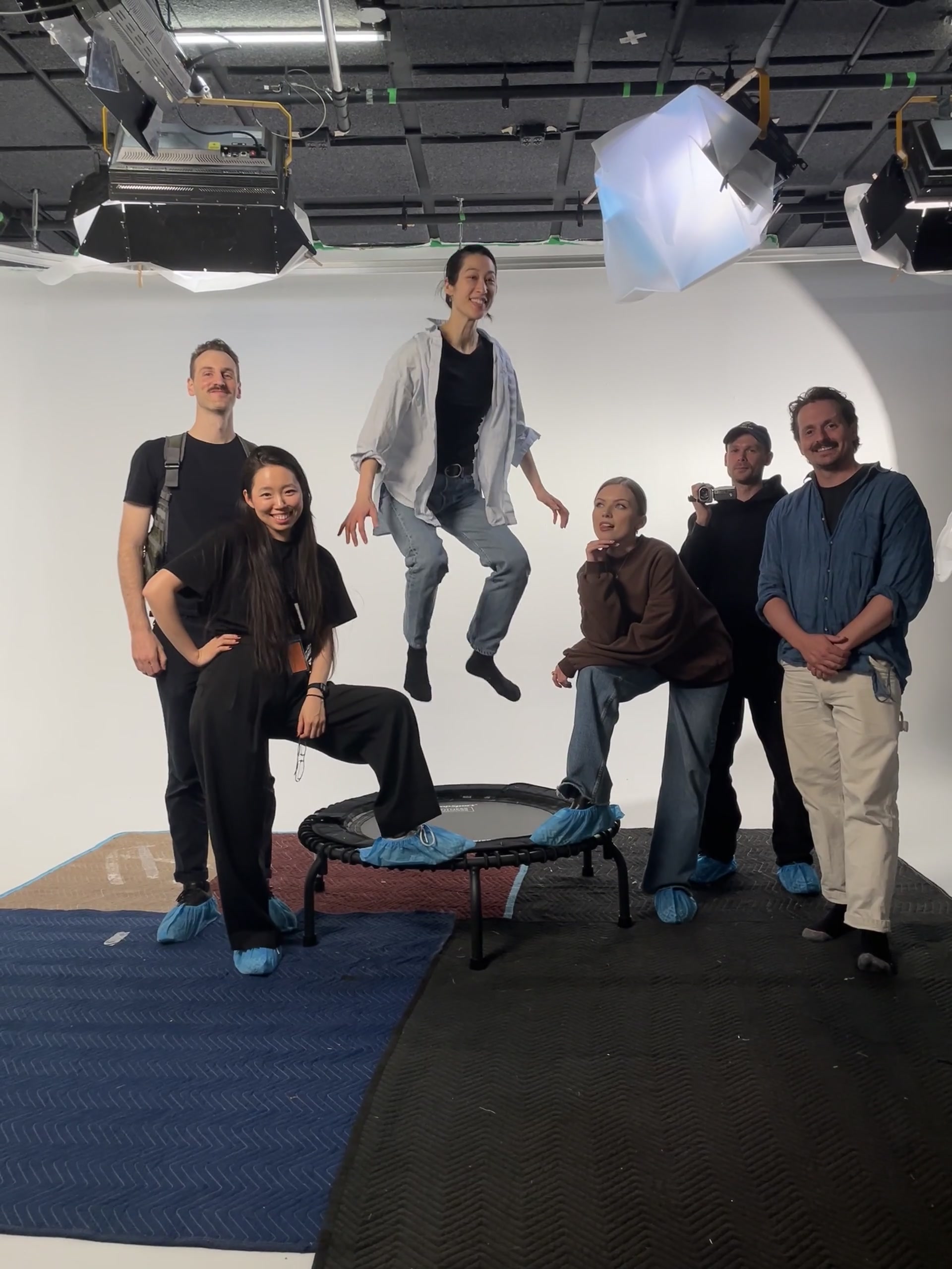 Trampoline shoot, mid-air